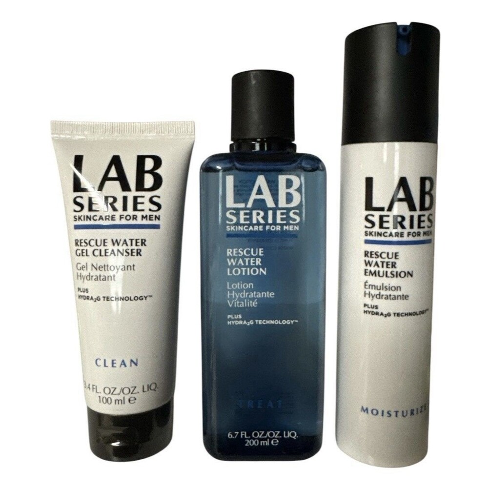 Lab Series Rescue Water Gel Cleanser, Water Emulsion, & Water Lotion 3pc Set New